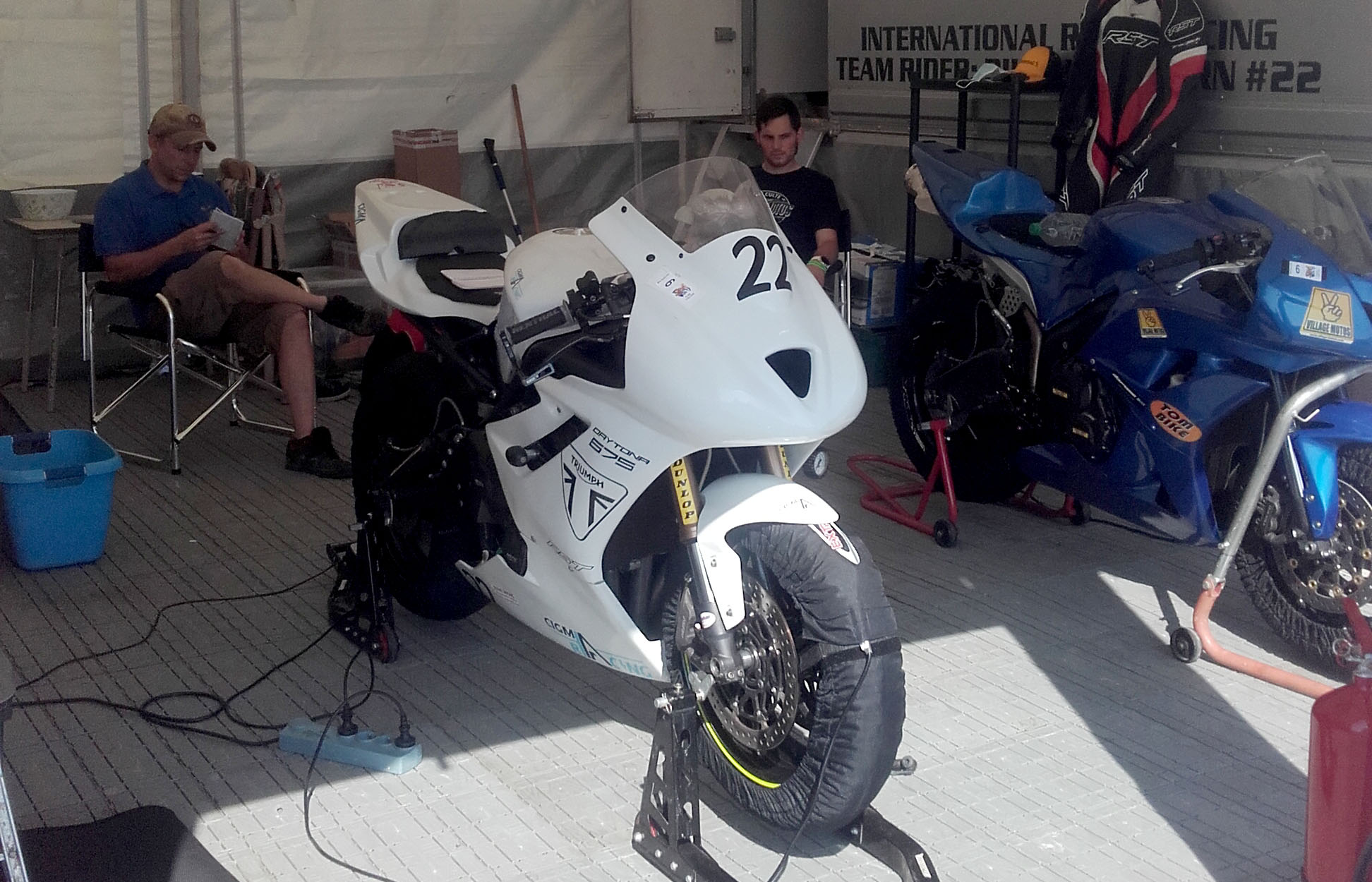 Trudy in the pits at Navarra